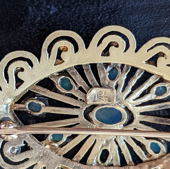 Broach antique heritage opal 14k yellow gold - Picture 2 of 4